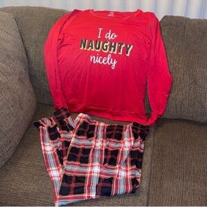 NEW Women’s Christmas Pajamas “I Do Naughty Nicely” Size Small